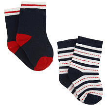 Koala Baby Boys' 2 Pack Navy/Red Striped and Solid Socks