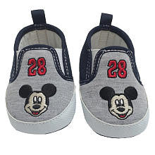 Disney Baby Boys Grey/Navy Mickey Mouse Soft Sole Slide On Sneaker