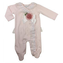 Koala Baby Boutique Girls Light Pink Asymmetrical Ruffle Coverall with Flower Bow Detail