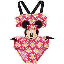 Disney Girls' Pink Floral Minnie Mouse Monokini Swimsuit