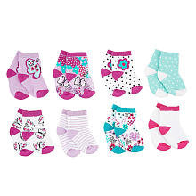 Koala Baby Girls' 8 Pack Purple/Aqua Butterfly Garden Socks