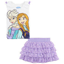 Disney Girls' White/Purple Frozen Elsa and Anna Tank Top and Skort Playwear Set - Toddler