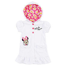 Disney Girls' White Minnie Mouse Short Sleeve Hooded Cover Up - Toddler