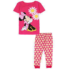 Disney Girls' 2 Piece Pink Minnie Mouse Daisy Pajama Set with Short Sleeve Top and Printed Pants - Toddler