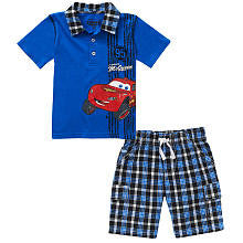 Disney Boys' 2 Piece Playwear Set with Short Sleeve Polo Shirt and Plaid Cargo Shorts - Toddler