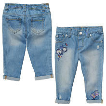 Koala Baby Girls' Flower Embellished Light Wash Cuffed Jeans