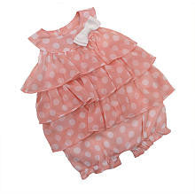 Koala Baby Boutique Girls Light Pink Polka Dot Chiffon Tiered Ruffle Sunsuit