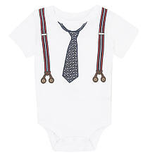 Koala Baby Boys' White Tie and Suspenders Short Sleeve Bodysuit