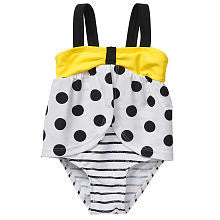 Koala Baby Girls' 1 Piece White/Black Polka Dot Overlay Swimsuit