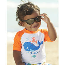 Koala Baby Boys' White/Orange Short Sleeve Rash Guard