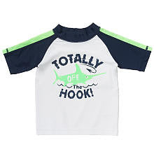 Koala Baby Boys' White/Navy Fish Short Sleeve Rash Guard