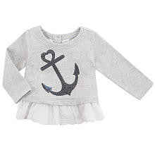 Koala Baby Girls' Light Gray Anchor Faux Layered Pullover Sweatshirt