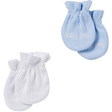 Gerber Boys Light Blue and White Textured 2 Pack Mittens - 0-6 Months