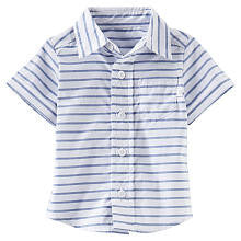 baby B'gosh Boys Light Blue Striped Short Sleeve Button Down Shirt