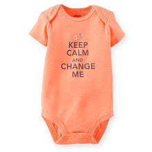 Carter's Boys Light Orange "Keep Calm and Change Me" Short Sleeve Bodysuit