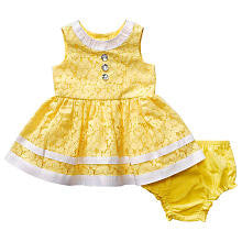 Youngland Girls 2 Piece Yellow Lace Sleeveless Dress with White Trim and Diaper Cover