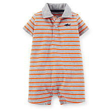 Carter's Boys Tan Striped Snap Front Romper