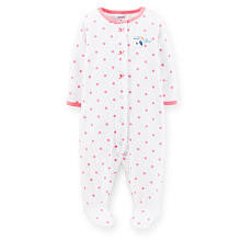 Carter's Girls White Polka Dot Printed Terry Footie with Embroidered Whale Applique