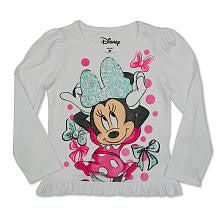 Disney Girls White Minne Mouse Bow Long Sleeve T Shirt- Toddler