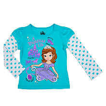 Disney Girls Blue Sophia the First "A Princess Life" Faux Layered T Shirt- Toddler