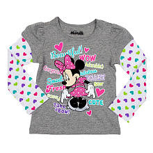 Disney Girls Grey Minnie Mouse Faux Layered Long Sleeve T Shirt- Toddler