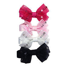 Koala Kids Girls 4 Pack Fuchsia/Pink/White/ Black Bow Hair Clips