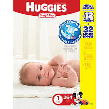 Huggies Snug & Dry Value Box Size 1 - 264 Count