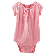 Oshkosh Girls Light Pink Short Sleeve Bodysuit with Shoulder Detail