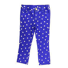 Koala Kids Girls Blue Heart Print Twill Pant- Toddler