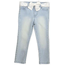 Koala Kids Girls Light Wash Denim Jeans with Eyelet Belt- Toddler