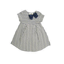 Koala Kids Girls Navy Striped Short Sleeve Shift Dress with Large Chiffon Bow- Toddler