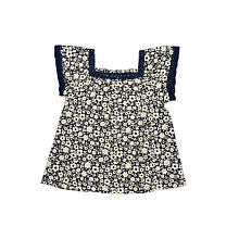 Koala Kids Girls Floral Print Lace Trimmed Short Sleeve Top- Toddler