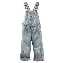 Oshkosh Girls Light Blue/Ivory Hickory Stripe Overall