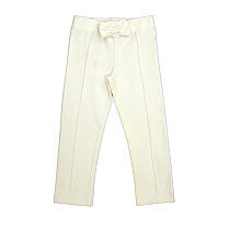 Koala Kids Girls White Stretch Pants with Center Pleat and Bow Detail- Toddler