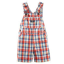 Oshkosh Boys Orange Plaid Shortall