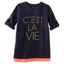 Oshkosh Girls Navy "C'est La Vie" Tunic- Toddler