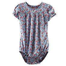 Oshkosh Girls Multi Color Floral Print Short Sleeve Bodysuit