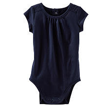 Oshkosh Girls Navy Short Sleeve Bodysuit with Shoulder Detail