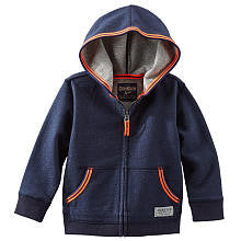 Oshkosh Boys Navy Zip Up Hooded Sweatshirt- Toddler