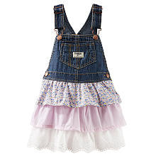 Oshkosh Girls Denim Top Tiered Ruffle Skirt Jumper