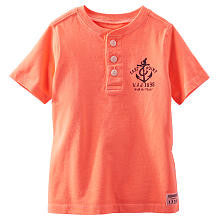 Oshkosh Boys Orange Short Sleeve Henley Top- Toddler