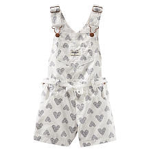 Oshkosh Girls White Heart Print Shortall