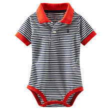 Oshkosh Boys Red Striped Short Sleeve Polo Bodysuit