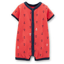 Carter's Boys Red Anchor Print Snap Front Romper