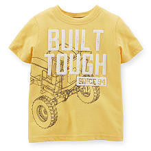 Carter's Boys Yellow "Built Tough" Screen Print with Puff Detailed Short Sleeve T Shirt - Toddler