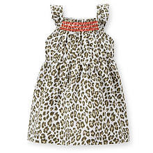 Carter's Girls Leopard Printed Sleeveless Dress with Smocked Neckline and Panty