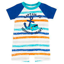 Koala Baby Boys Blue/Orange 'Captain of Mommy's Heart' Striped Raglan Romper