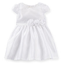 Carter's Girls White Silk Cap Sleeve Dress with Belt Detail