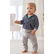 Carter's Boys 3 Piece Navy Striped Zip Up Hoodie, Blue Bodysuit and Pant Set