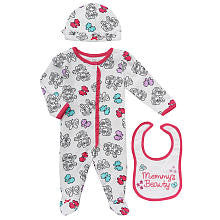 Koala Baby Girls' 3 Piece White/Pink Butterfly Layette Set with Footie, Hat and Bib